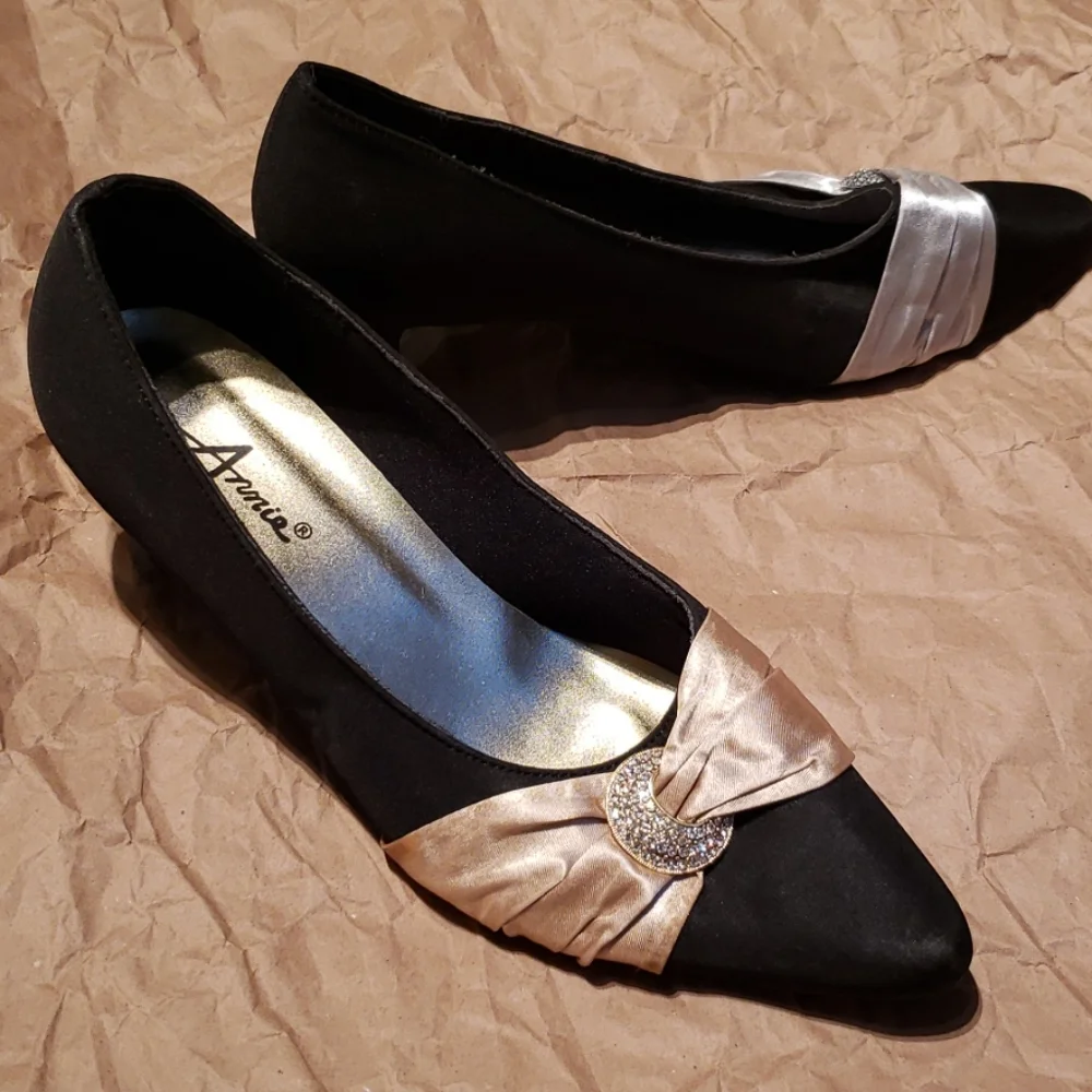 Annie Satin Kitten Heel Pumps